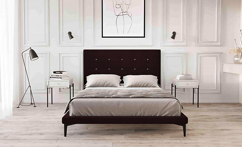 łózko tapicerowane tkaniną